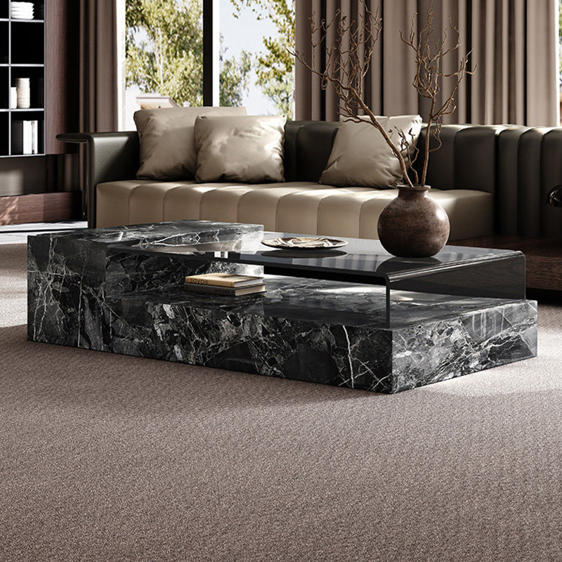Table basse en ardoise avec rangement ouvert Simplicity, H 11,81 po x L 51,18 po x l 29,52 po, Noir