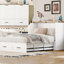 Armoire-lit blanc avec station de charge intégrée et tiroir de rangement généreux, plateforme pliable pour les petites chambres, espace pour les invités, contenant abondant, dans une chambre à coucher compacte