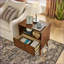 Table de chevet moderne Mid Century avec station de charge, 1 tiroir + tablette ouverte, noyer