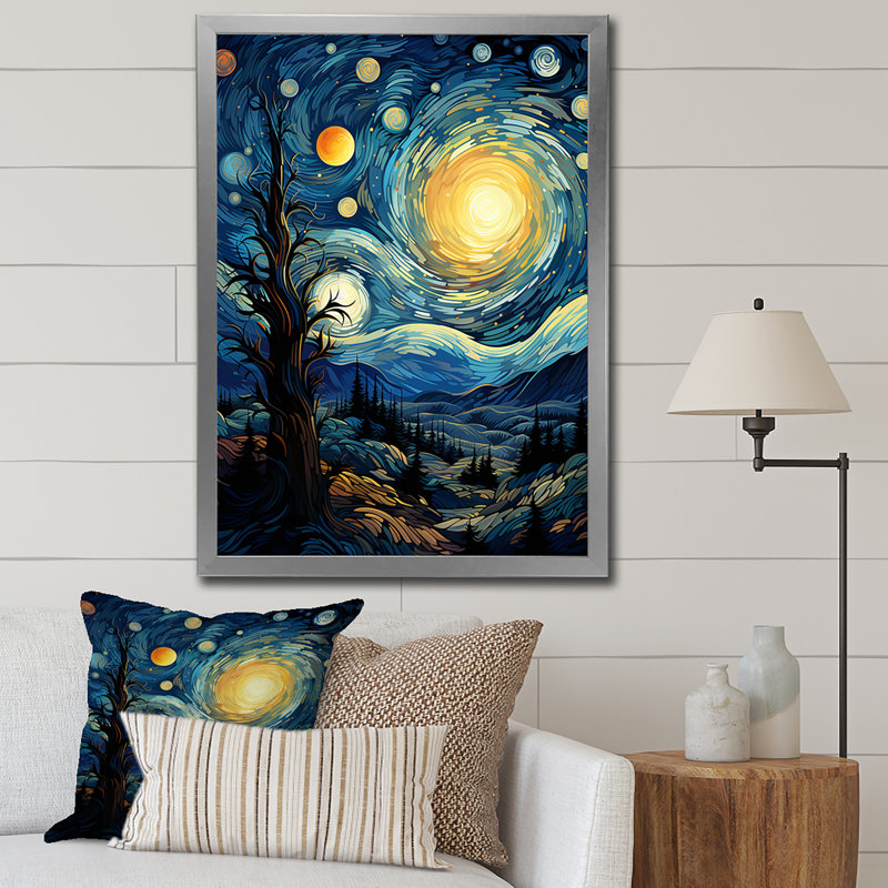«Chisnell The Starry Night Over The Rhone III», reproduction sur toile, H 32 po x l 24 po x P 1 po, Cadre photo argenté