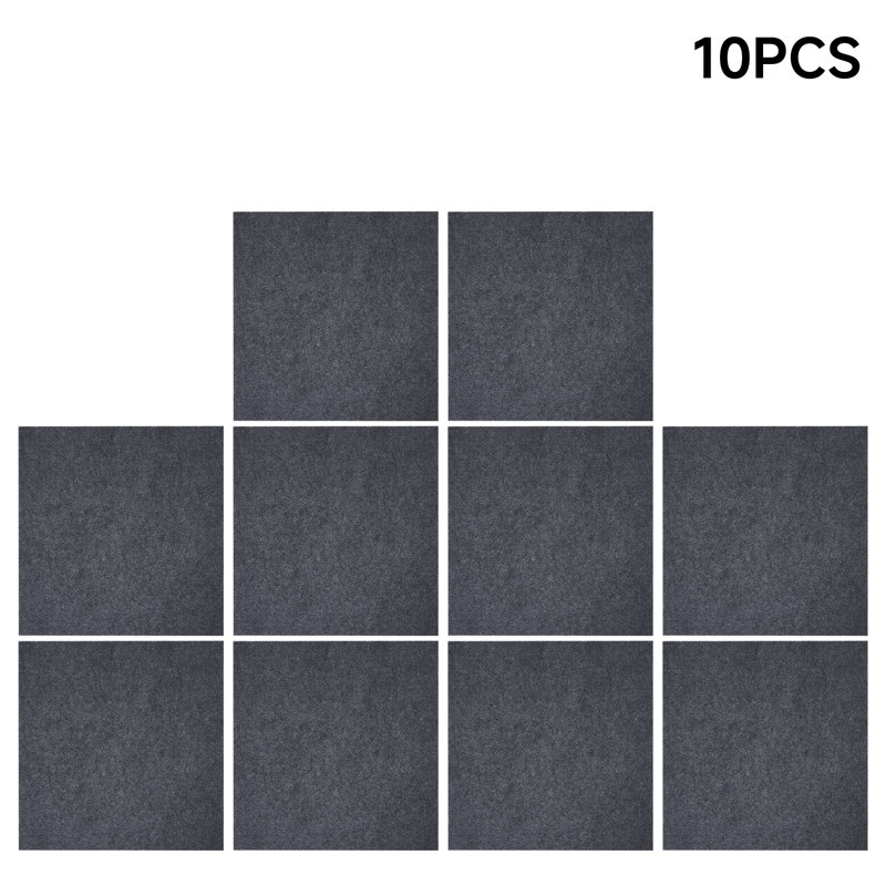 10pcs Polyester Self Adhesive Carpet Tiles, Grey