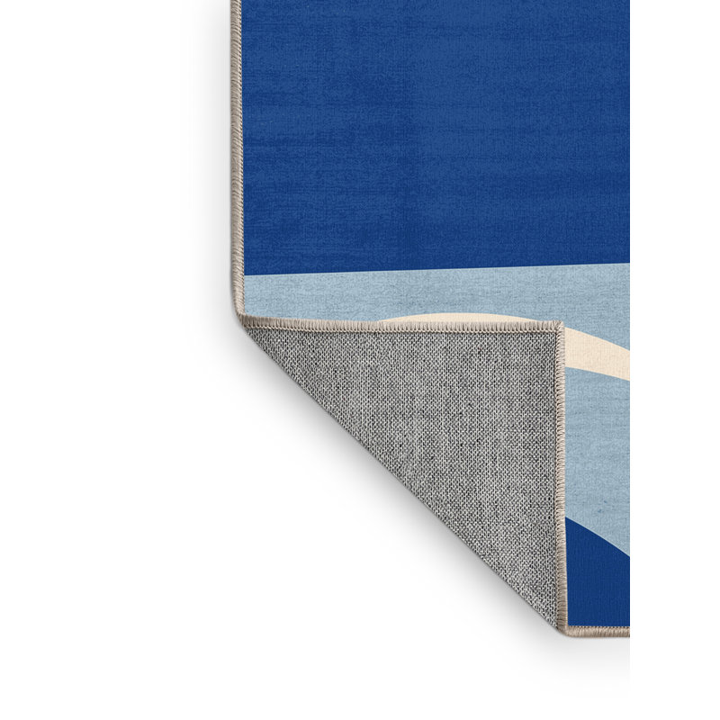 Tapis beige moderne à motif de dômes bleu lavable à la machine Parez Santorini, 2 x 5