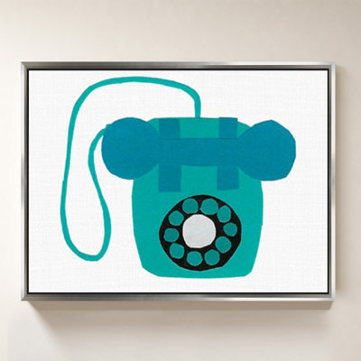 «Retro Téléphone Blue» par Jen Bucheli - Impression sur toile