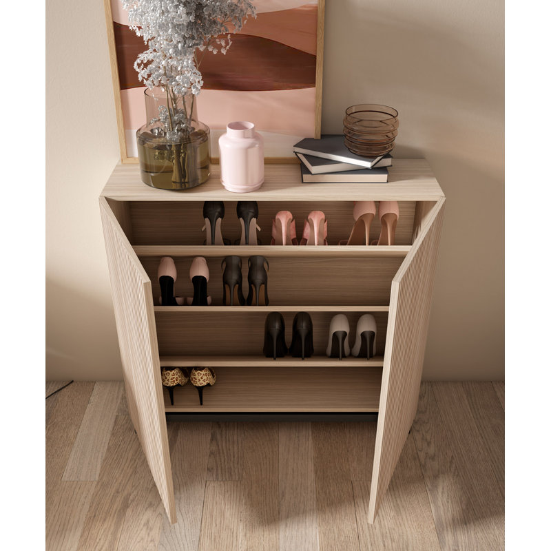 Copenhague 15 Pair Shoe Storage Cabinet, Walnut/Black