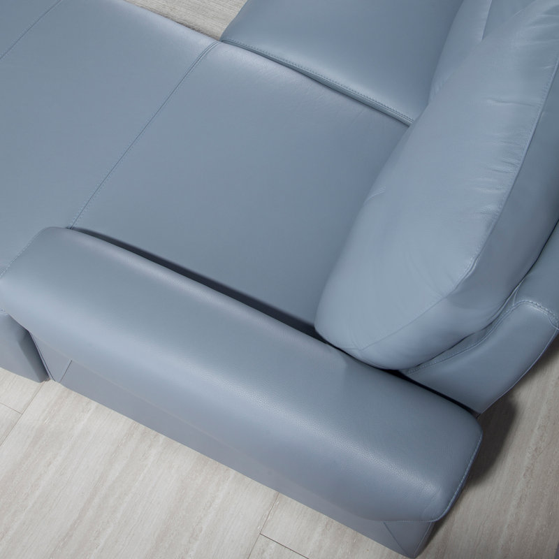 Minnich Upholstered Power Reclining L-Shaped Sectional, Right Hand Facing, Aqua