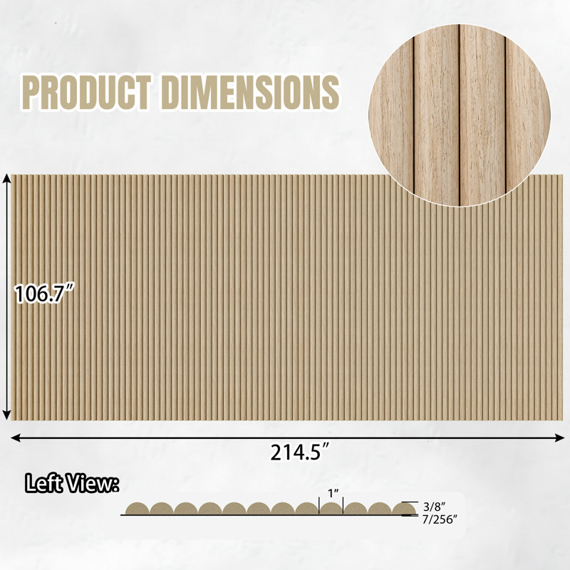 42 po x 84,5 po, panneau de mur en bois semi-circulaire cannelé flexible, panneau de mur en bois 3D pour décoration murale intérieure et murs décoratifs (couvre 24,64 pieds carrés)