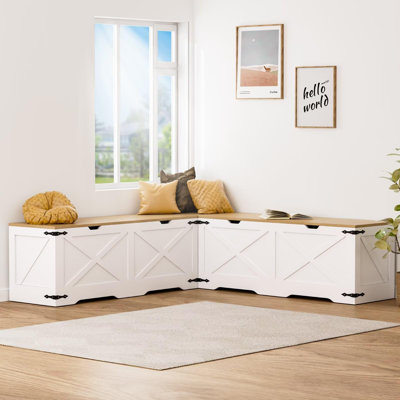 L-Shaped Corner Storage Bench with Cushioned Seating, Shoe Storage Ottoman, Space-Saving Entryway Corner Bench, Ideal For Entryway Or Living Room