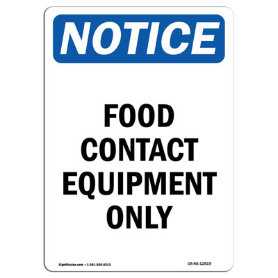 Food Contact Equipment Only Sign