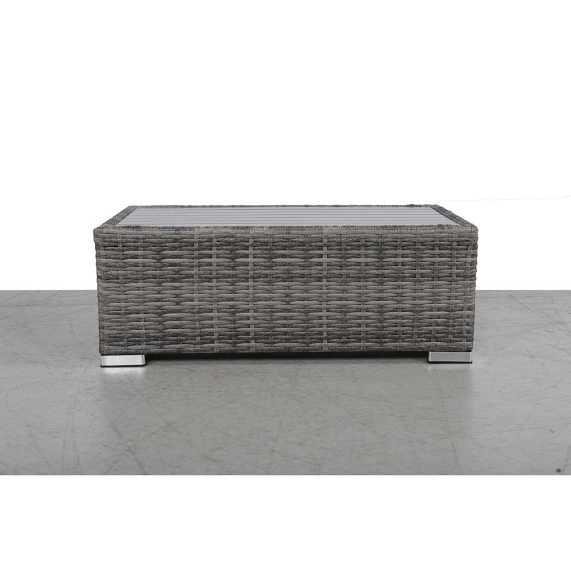 Chesterville Fully Assembled Slatted Side Table Aluminum Top- Mixed Grey