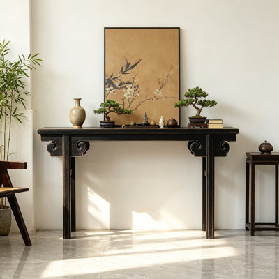 Chinese‑Style Black Lacquer Console Table