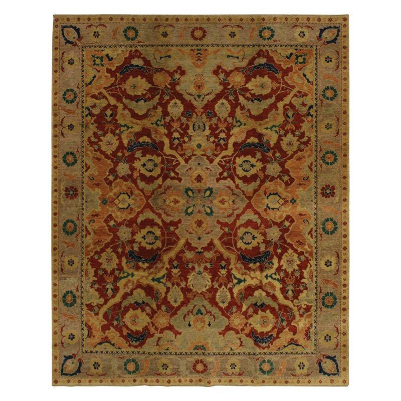 Julfa Wool Oriental Area Rug in Brown/Red, Rectangle 9' x 12'