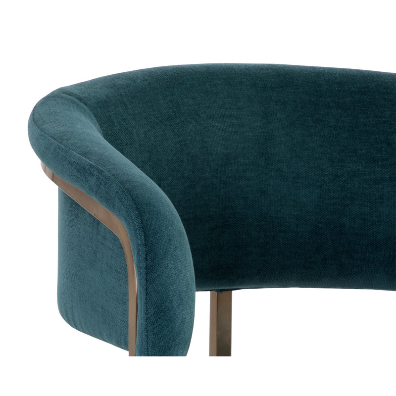 Marris Upholstered Arm Chair, Blue, Gold