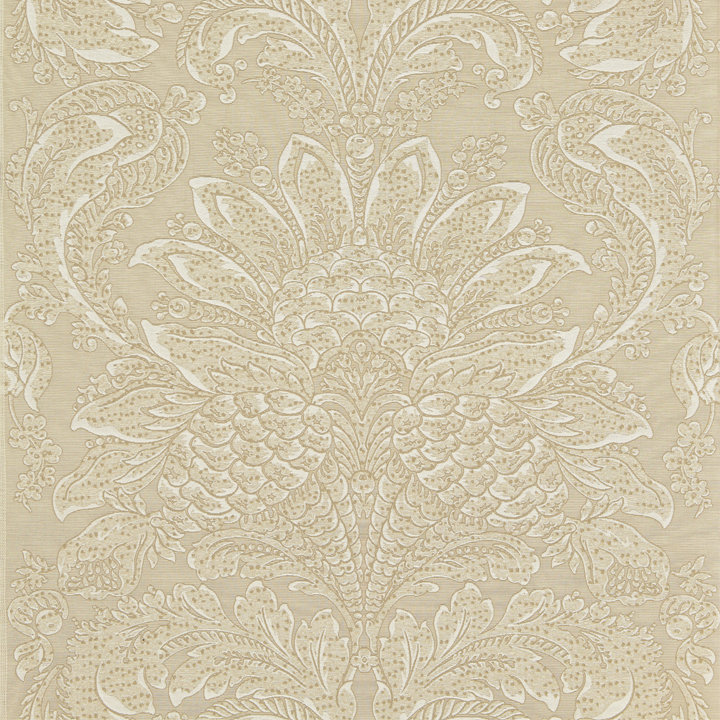 Jardin Carlotta Damask Fabric, Bisque