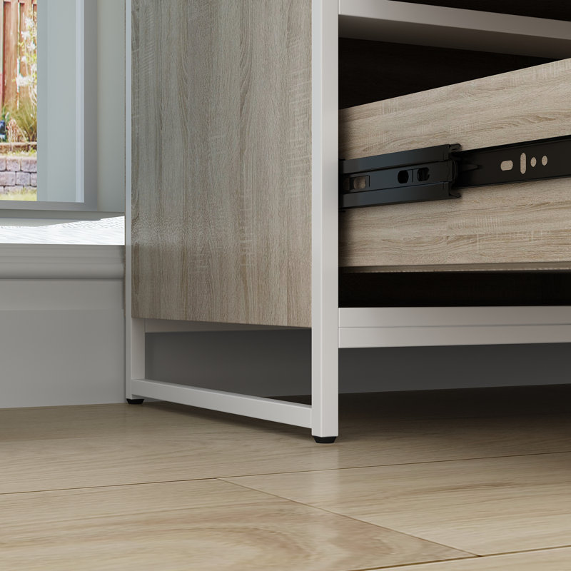 Nassima 59'' Sideboard with Bar Hutch, Oak/White