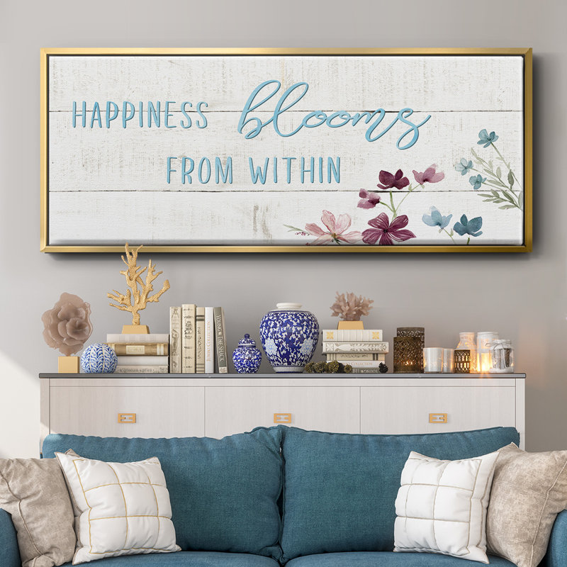 Happiness Blooms - toile encadrée, H 20 po x l 50 po