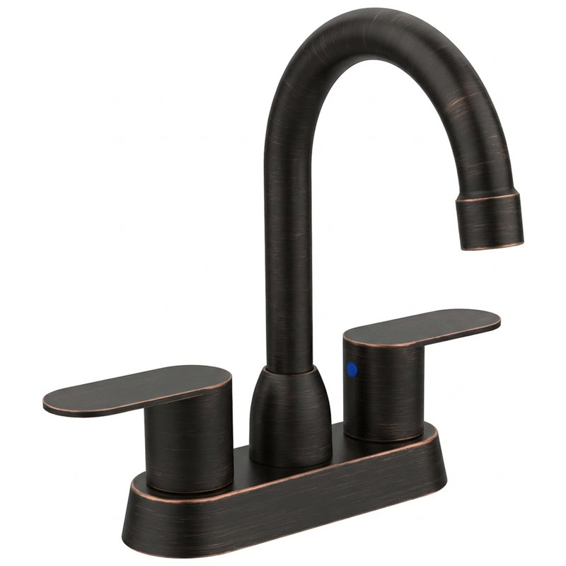 2 - Handle 4 Inch Bathroom Sink Faucet In Oil Rubbed Bronze, Rotatable Main Body Nozzle, Surface, Low Maintenance, Water Efficient Bronze 360 Degree For 2/3 Holes Sink, Drip Cartridge, Saving