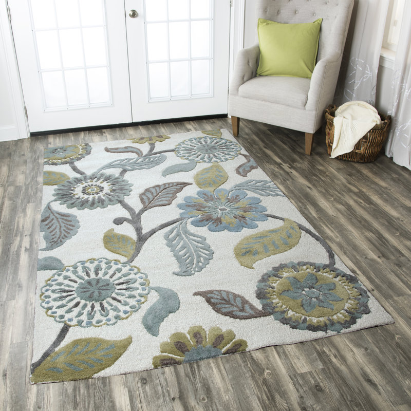 Wool Floral Indoor Rug, Rectangle 9' x 12'