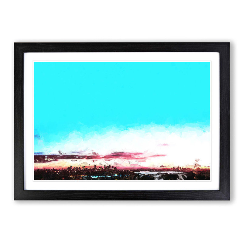Sydney Skyline at Dusk in Abstract - Picture Frame Graphic Art Print, Black Framed, 62cm H x 87cm W x 2cm D