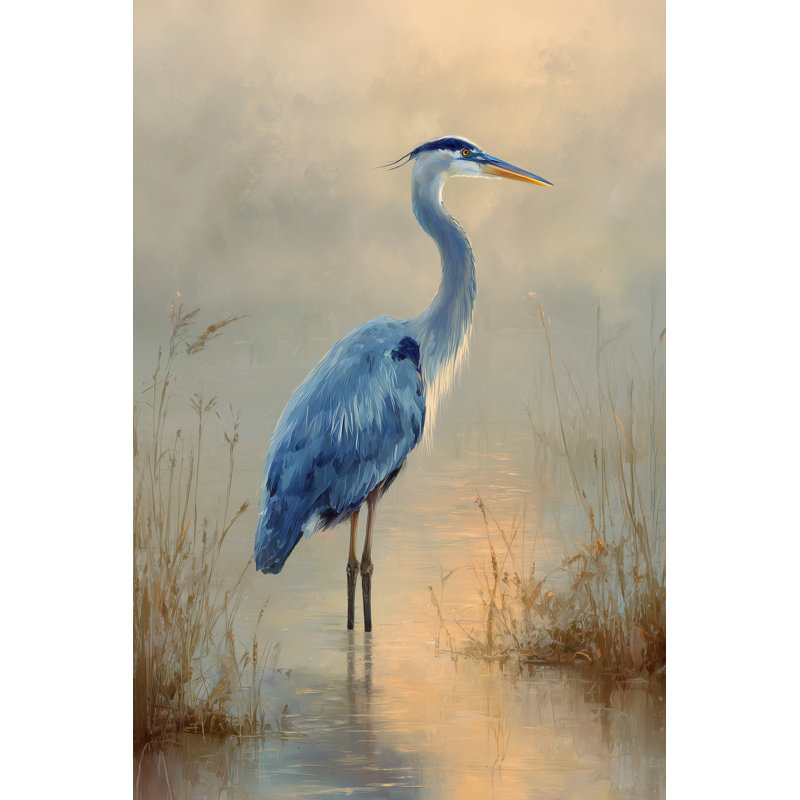 Sunrise Still Heron - Art mural sur toile tendue, H 48 po x l 32 po
