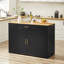 Grand îlot de cuisine avec armoire de rangement pour poubelle, table pour îlot avec tiroir et tablettes réglables, meuble-bar