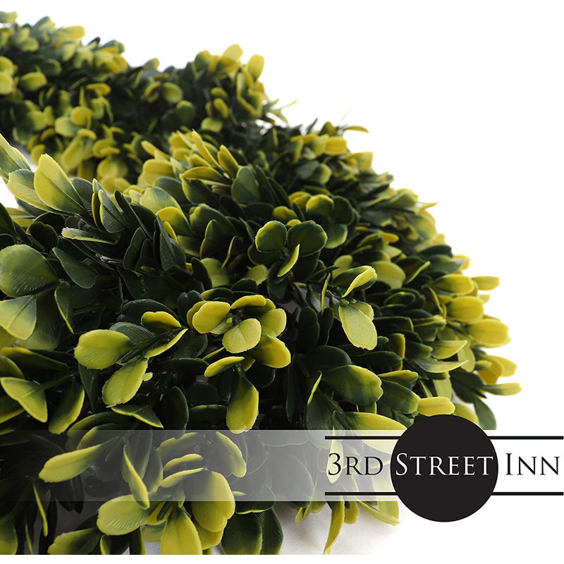 Faux Holly Wreath, 3" H x 22" W x 22" D, Yellow/Green