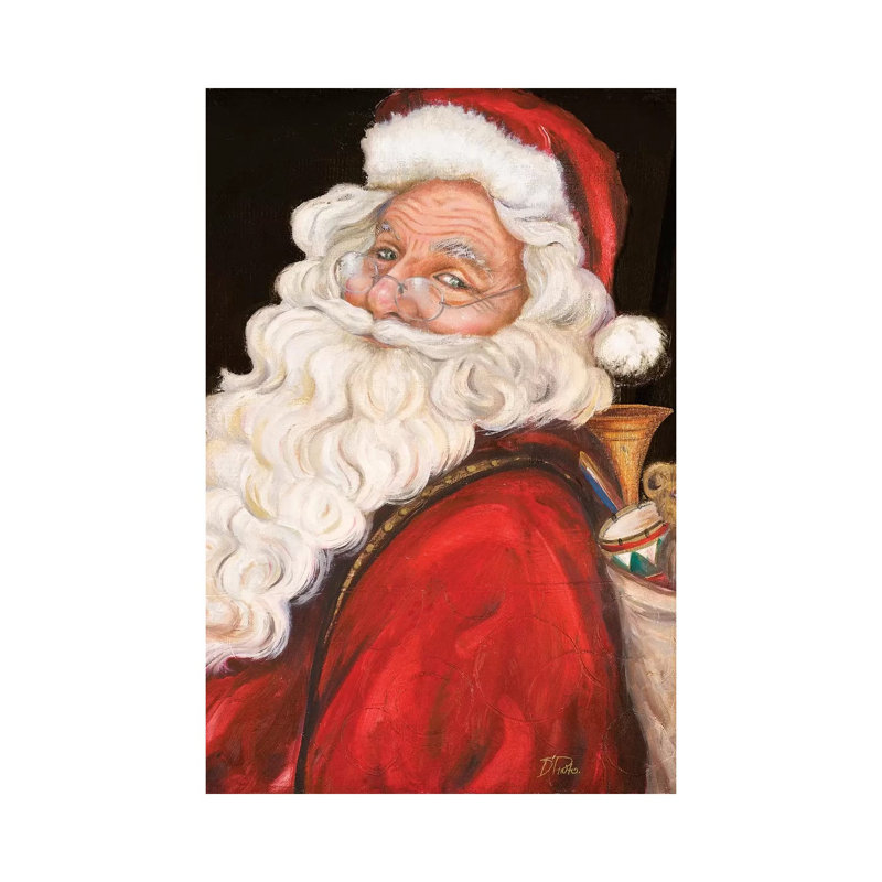«Sourire du Père Noël souriant» par Patricia Pinto - peinture sur toile tendue, H 60 po x l 40po x P 1,5 po
