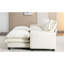Canapé modulaire de 111 po pour la vie principale, beige, avec deux repose-pieds amovibles, coussin double, hublots, porte-gobelets, rangement et 4 coussins, rangement en tissu d'ameublement respirant en chenille, coussin-56665227