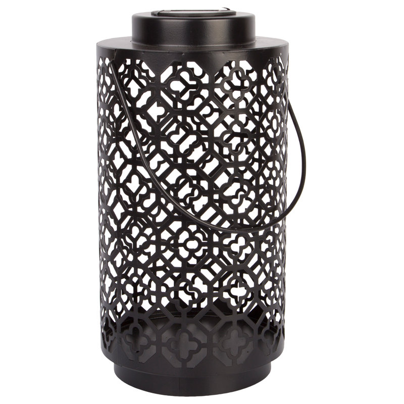 12"H Black Cross Solar Lantern, Black Cross