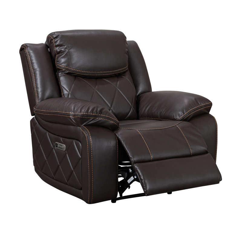 Scavorris Faux Leather Recliner, Brown Faux Leather