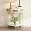  Console en bois massif de 31 po Cantina, table d'appoint en demi-lune en rotin authentique-272338821