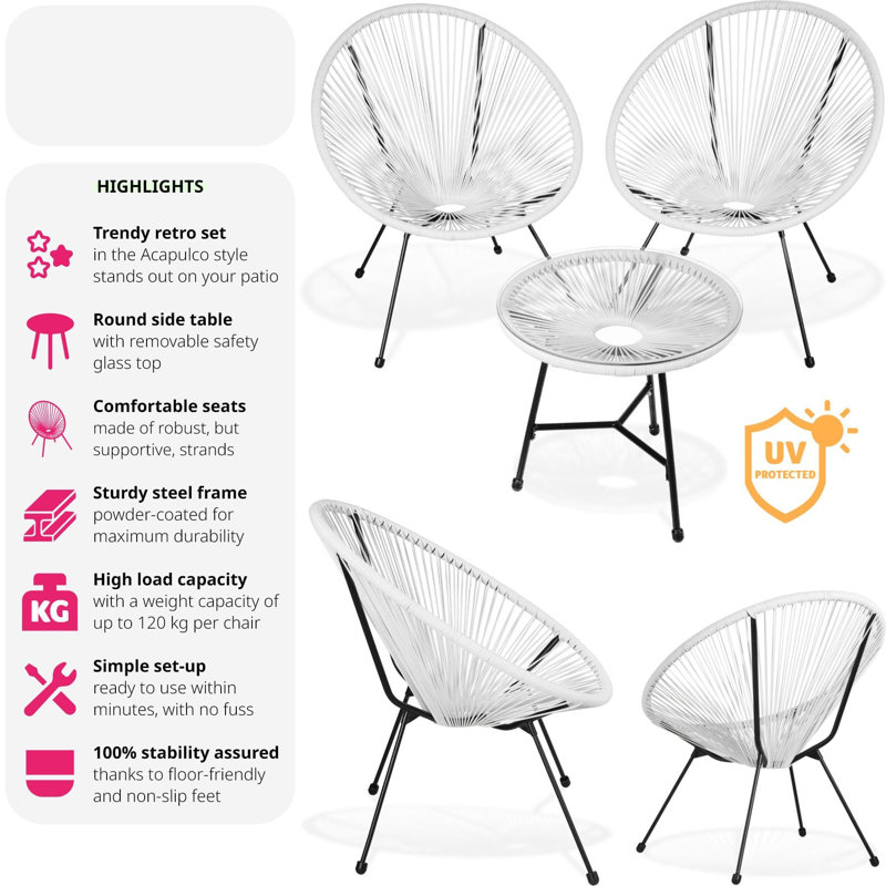 Patio Dining Set with, White