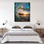 Vagues de l'océan colorées tombant vers le bas - art mural moderne en métal brillant bord de mer-35061621-35061626