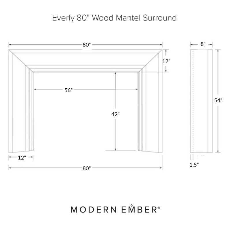 Modern Ember Everly Wood Fireplace Mantel Surround Kit in White | 56" x 42" Opening | 54", Unfinished, 80"