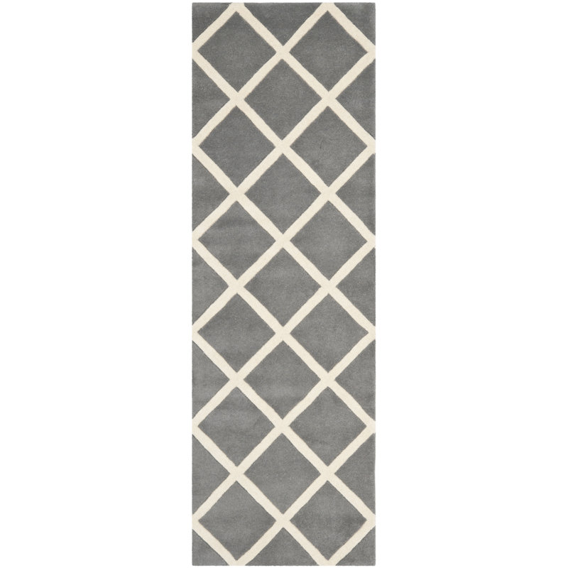 Khan Geometric Wool Hand Woven Area Rug, Runner 69 x 213 cm