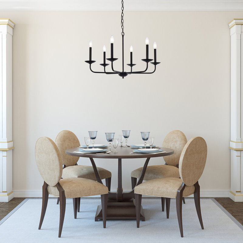 Baltray 6-Light Dimmable Steel Chandelier, Black, 18.5" H x 30" W x 30" D