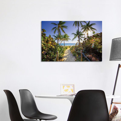 Sandy Path With Palm Trees , Beach South Florida by Susanne Kremer - Wrapped Canvas Gallery-Wrapped Canvas Giclée