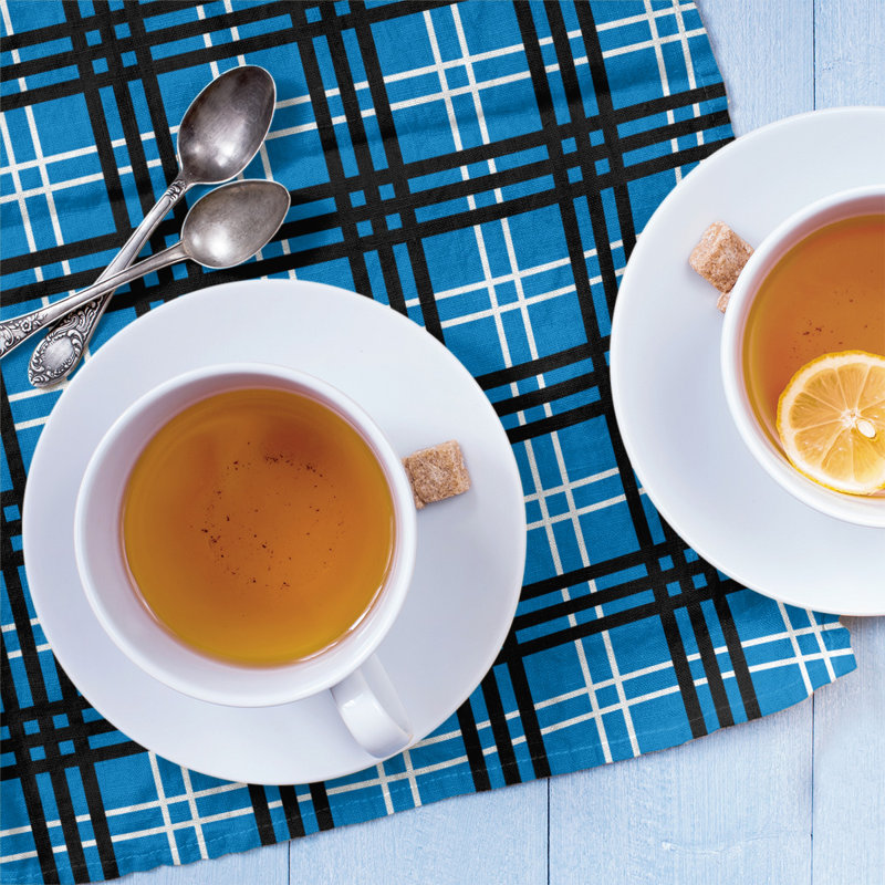 Plaid Tea Towel Kitchen Towel, Cotton Blend, Blue/Black/White