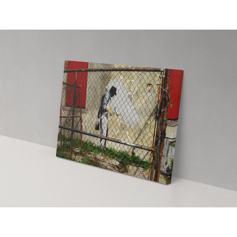 Canvas Collection Behind the Fence Banksy 1 Piece Wrapped Canvas Wall Art, 82cm H x 123cm W x 4cm D