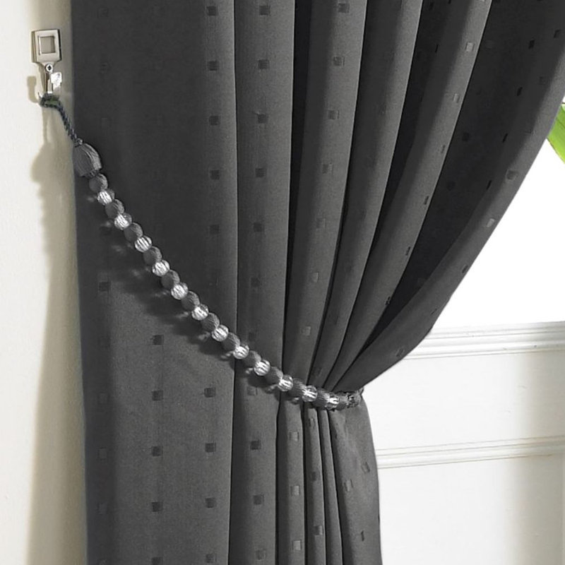 Canaan Earl Beaded Curtain Tieback, Charcoal