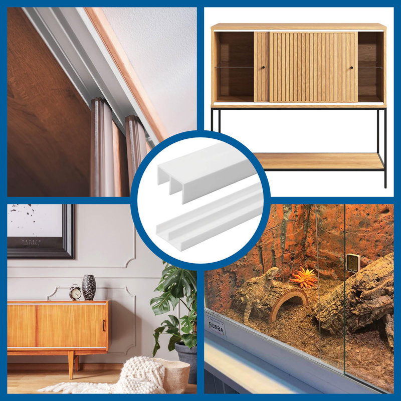 Rail de porte coulissante 3/4 po - ensemble supérieur et inférieur en plastique blanc 36 po, paquet de 4 - Outwater, Blanc