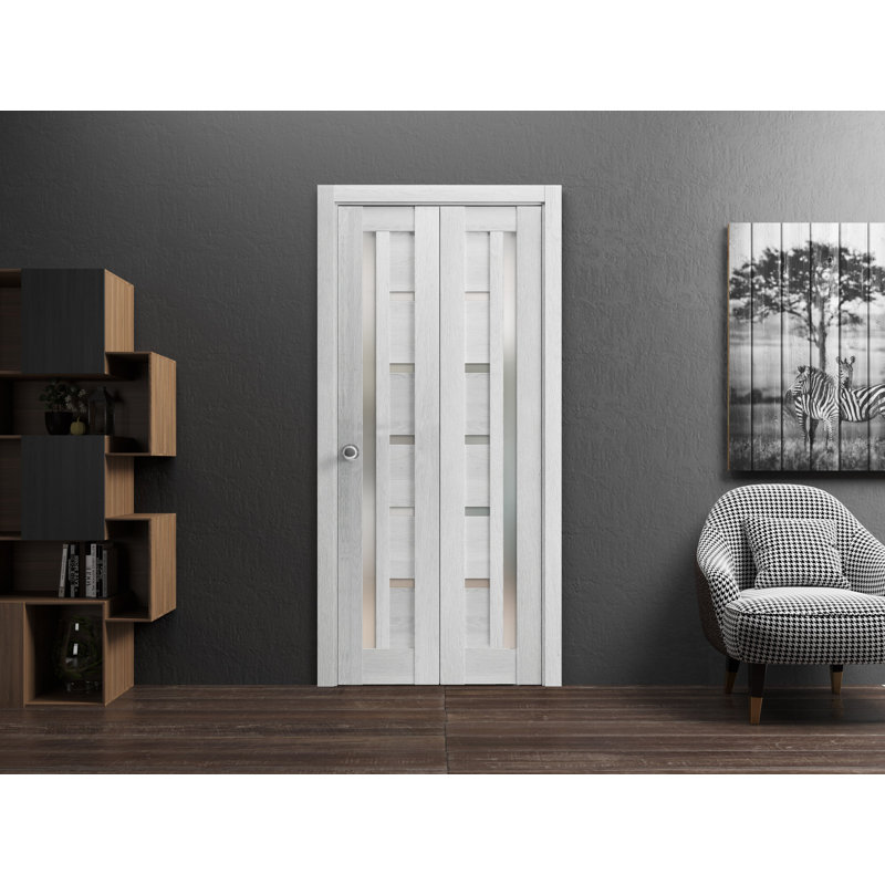 Porte pliante à panneaux en bois Quadro, 56 po x 80 po, Chêne gris clair