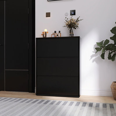Black Solid wood Shoe Storage