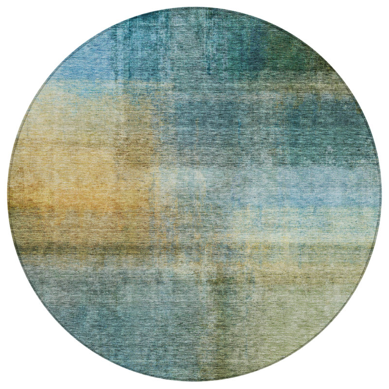 Tapis d'intérieur / extérieur bleu lavable Hue , 8 pi x 8 pi