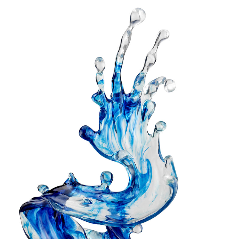 Hiltner Wave Table Resin Handmade Sculpture, 25" H x 21" W x 5" D, Transparent Blue