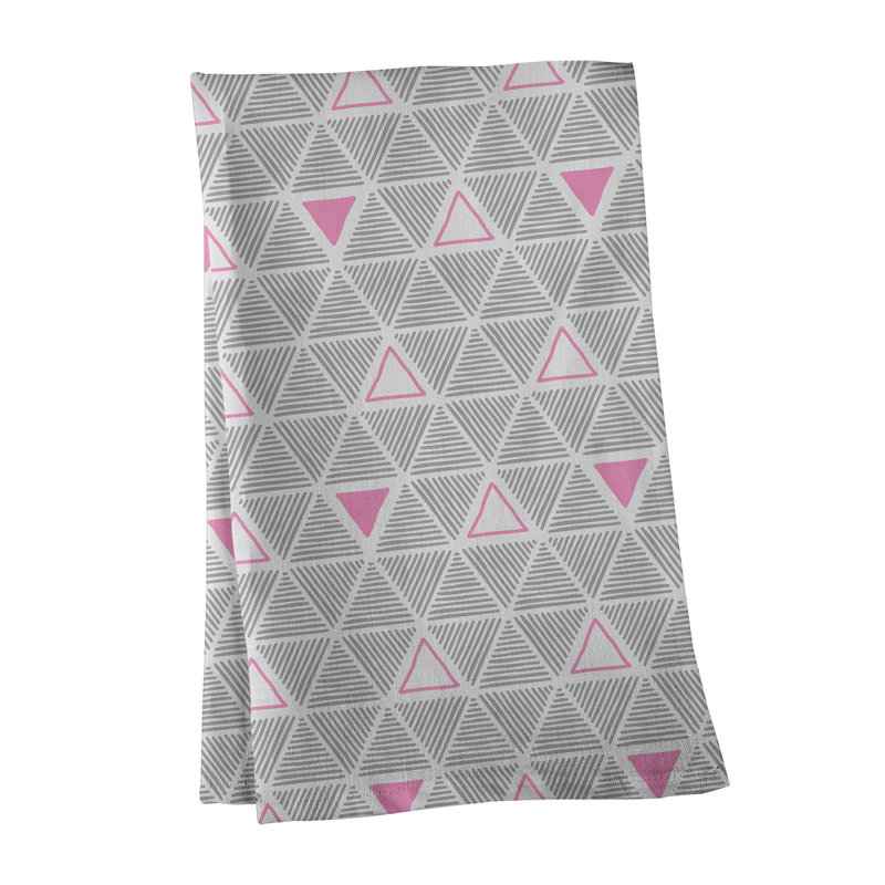 Jordao Tea Towel Kitchen Towel, Gray/Pink, Poly Twill