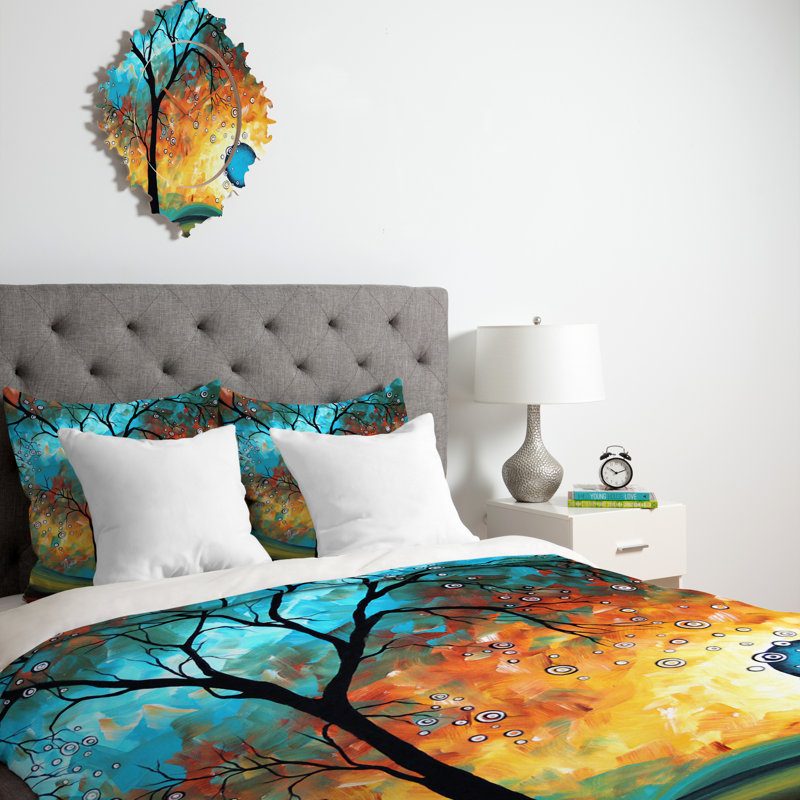 Madart Inc Polyester Floral Duvet Cover, King Duvet Cover + 2 King Shams, Lightweight