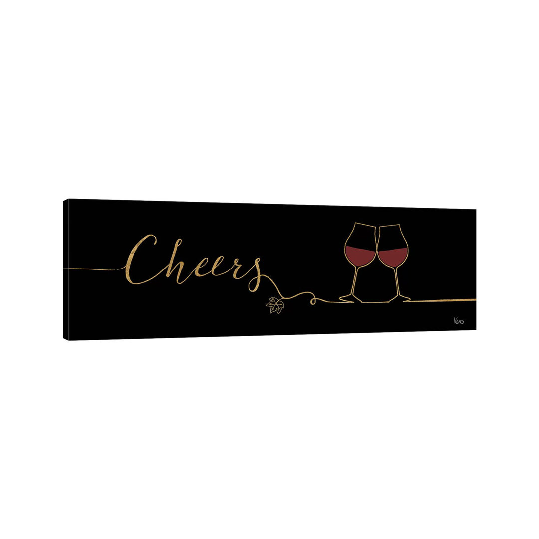 Underlined Wine on Black I by Veronique Charron - Wrapped Canvas Panoramic Painting