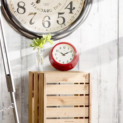 Retro Round Aluminum Wall Clock 8.5 Inches