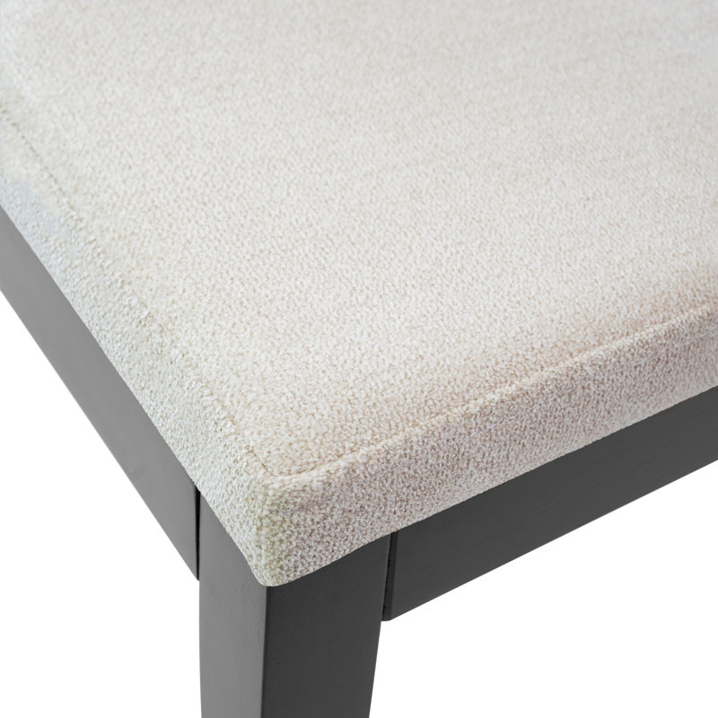Chaise de salle à manger moderne en bois massif avec coussin rembourré (paquet de 2), Noir, Crème, crème