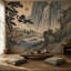 Papier peint paysage est asiatique avec cascade de montagnes et brume-129174843-129174848